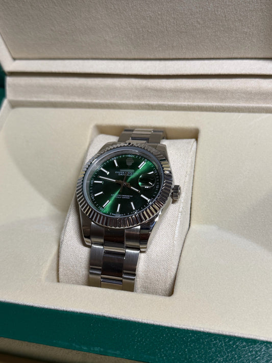 Green Face Luxury Watch Date-just style 41mm